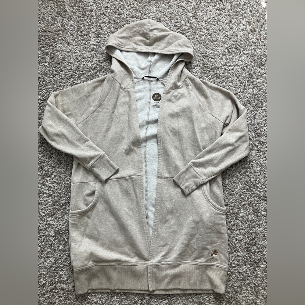 Life is Good Cream Hooded Cardigan